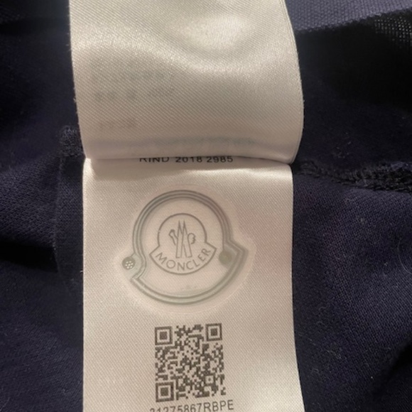 Moncler Navy Tricolor Trimmed Logo Polo Shirt - Picture 6 of 10